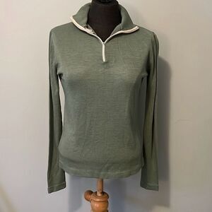 Fritzi Women's Green 1/4 Zip Long Sleeve Pullover Sweater Size Medium